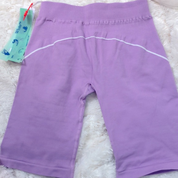 NWT 180.00 OFF WHITE Brand Full Compression Shorts Size Small Medium Lavender - Picture 2 of 11